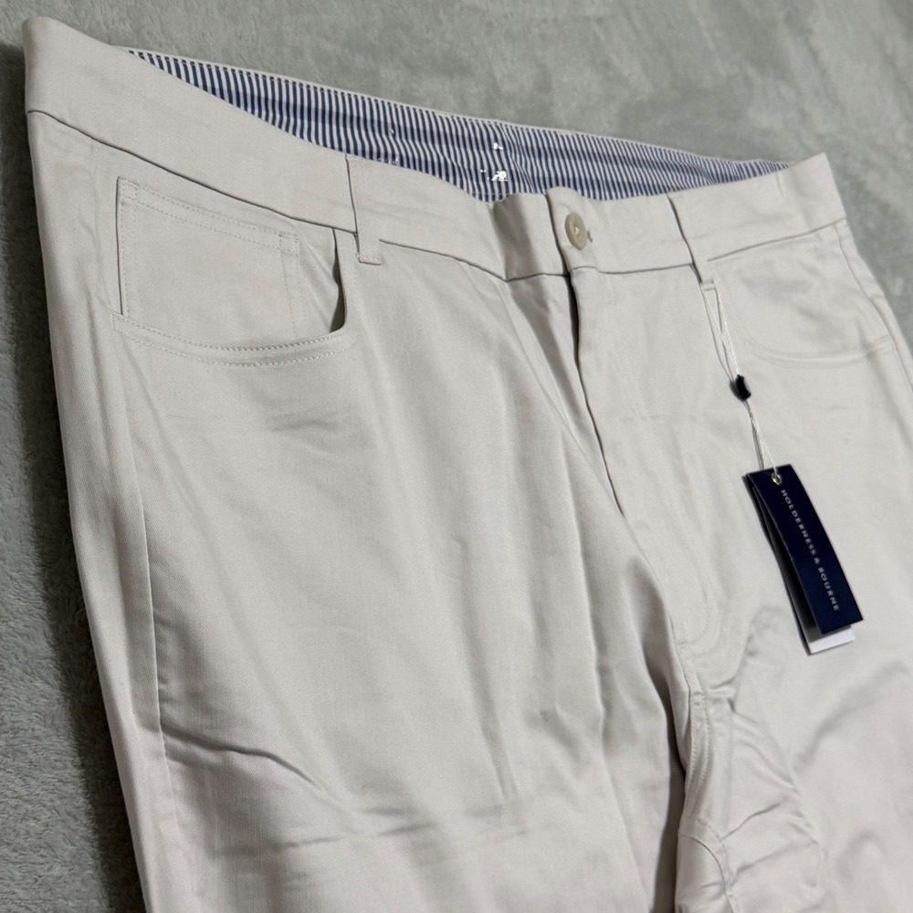 Holderness & Bourne Five-Pocket Pants Mens 40x32 Stone Tailored Fit Golf Chino - Picture 4 of 12